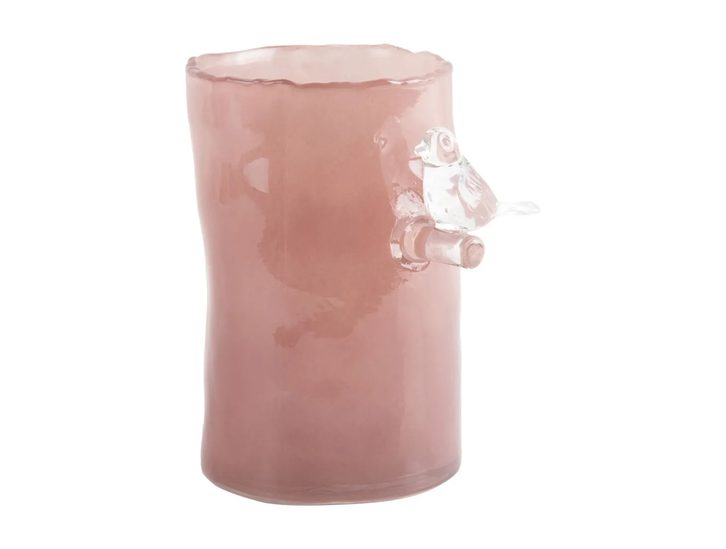 Present time - Vase Bird On Branch small soft pink