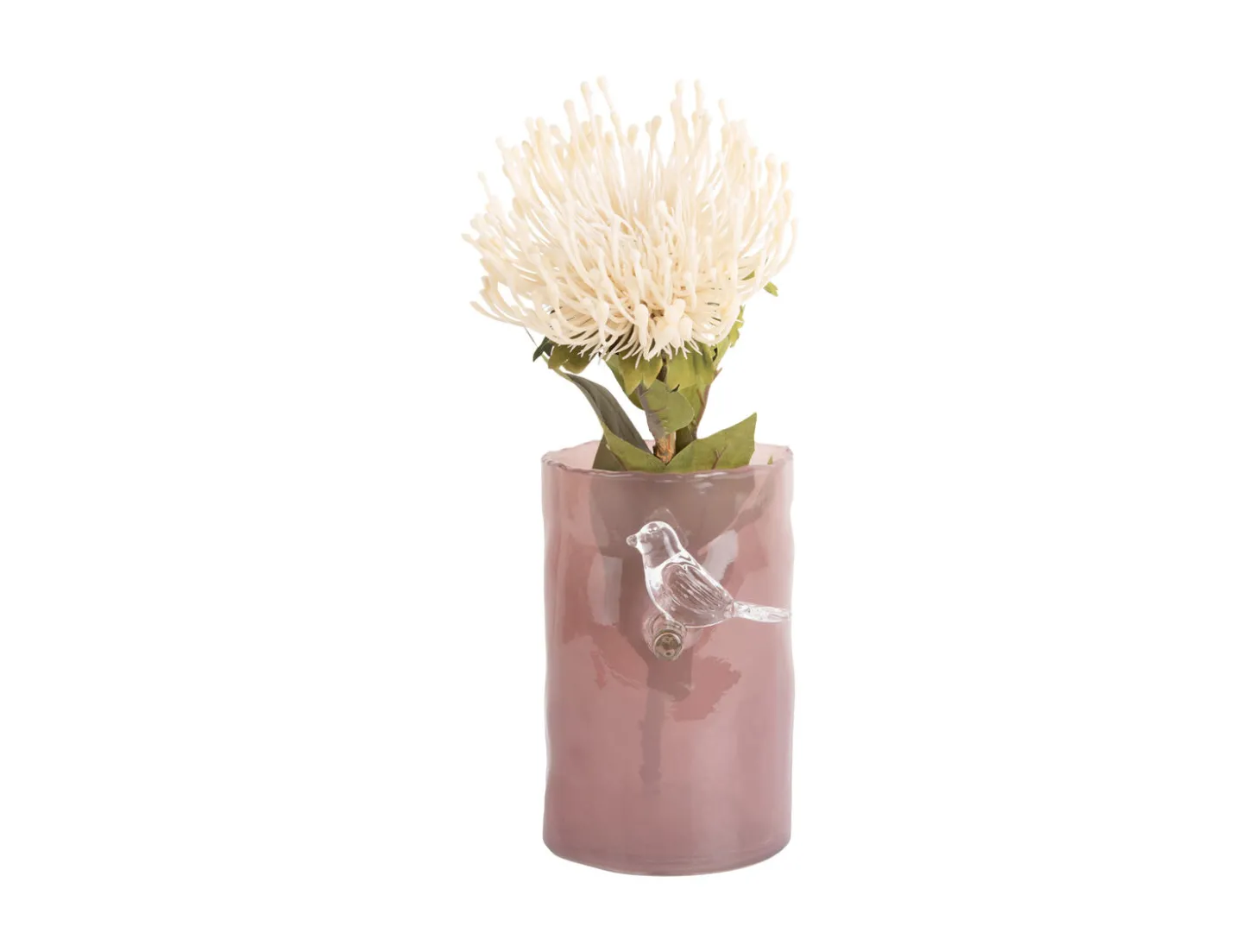 Present time - Vase Bird On Branch small soft pink