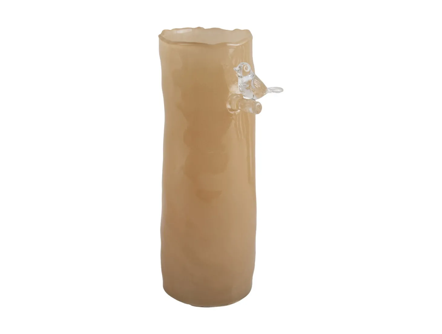 Present time - Vase Bird On Branch large soft yellow