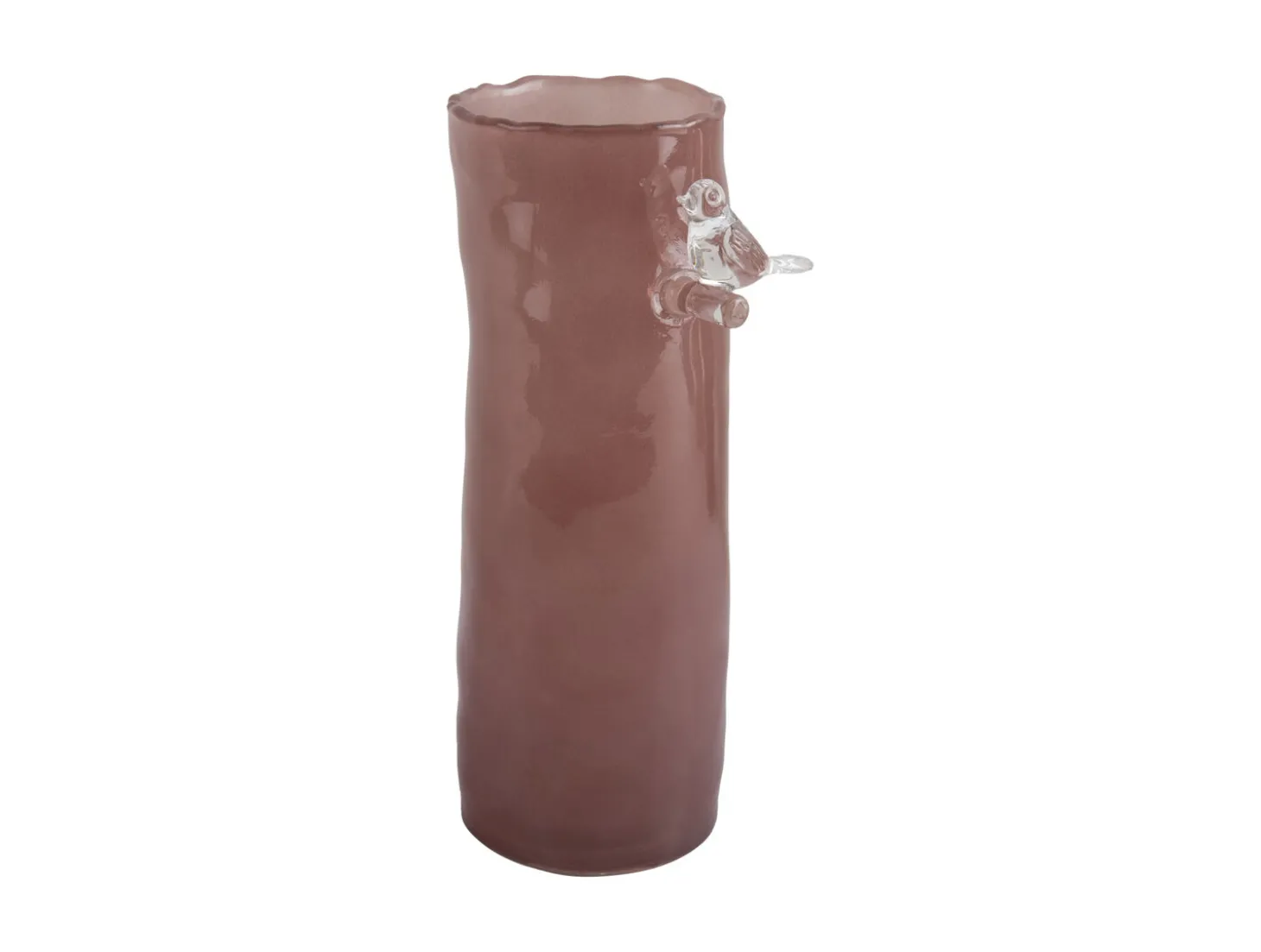 Present time - Vase Bird On Branch large soft pink
