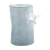 Present time - Vase Bird On Branch small misty blue