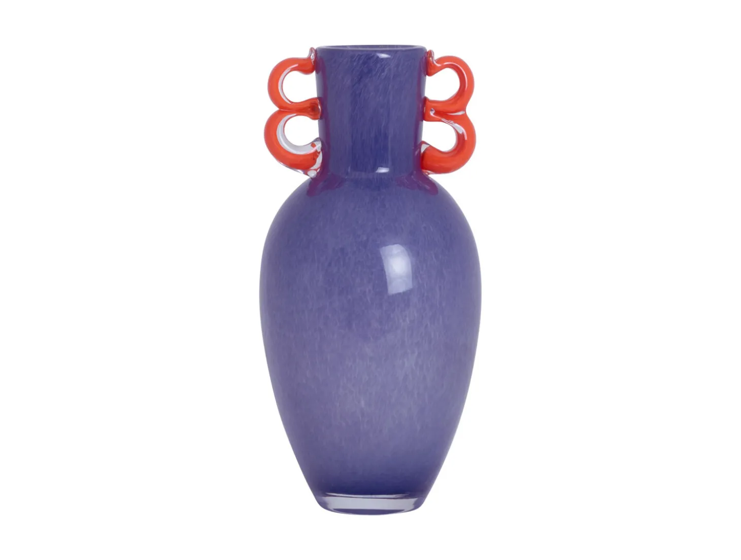 Present time - Vase Fiesta glass large bright purple, orange handles