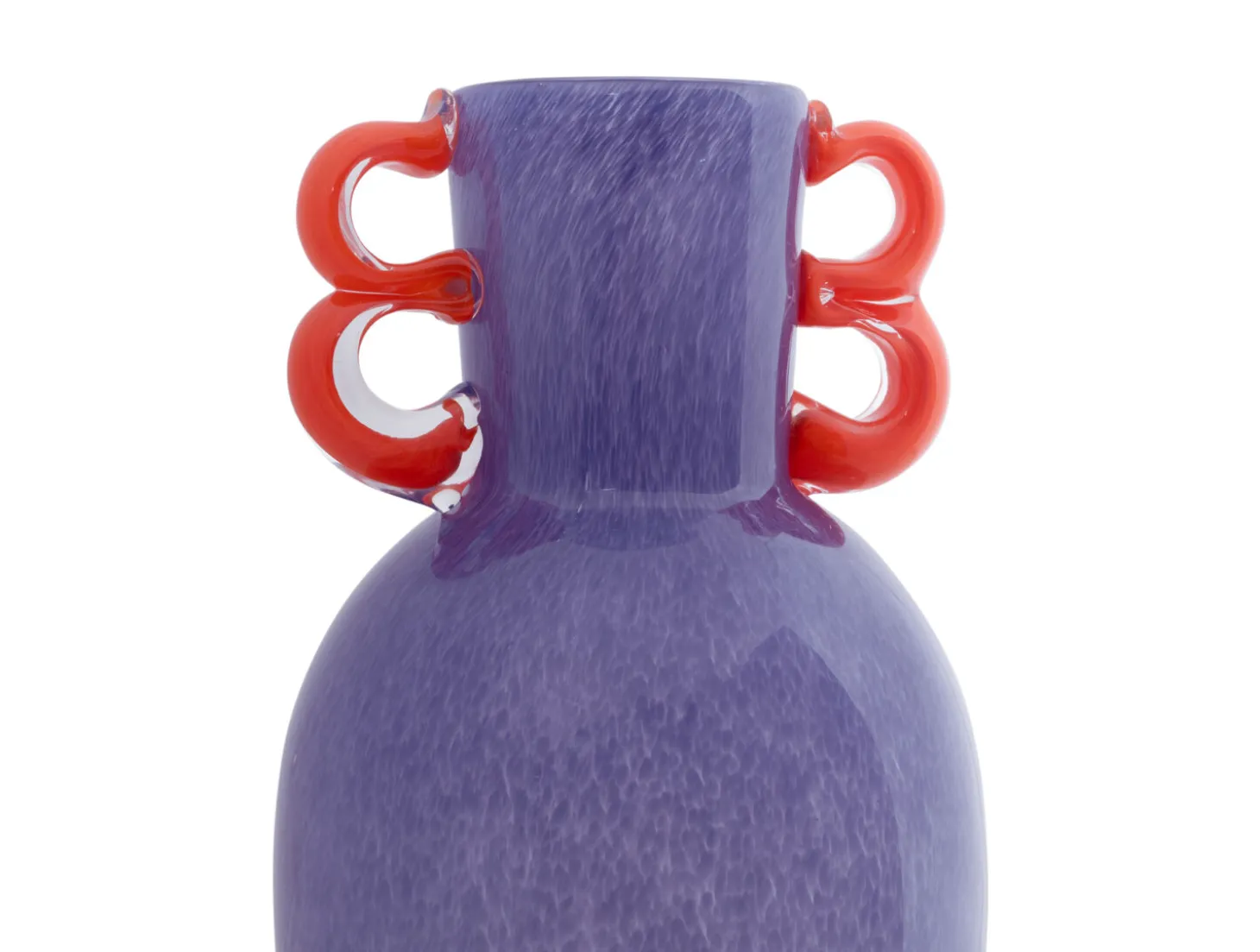 Present time - Vase Fiesta glass large bright purple, orange handles