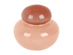Present time - Vase Nuevo Dulce small soft pink w. tan rose lid