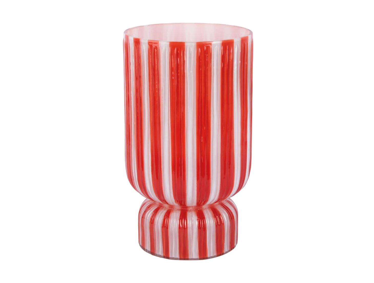 Present time - Vase Rayado Retro large bright scarlet red