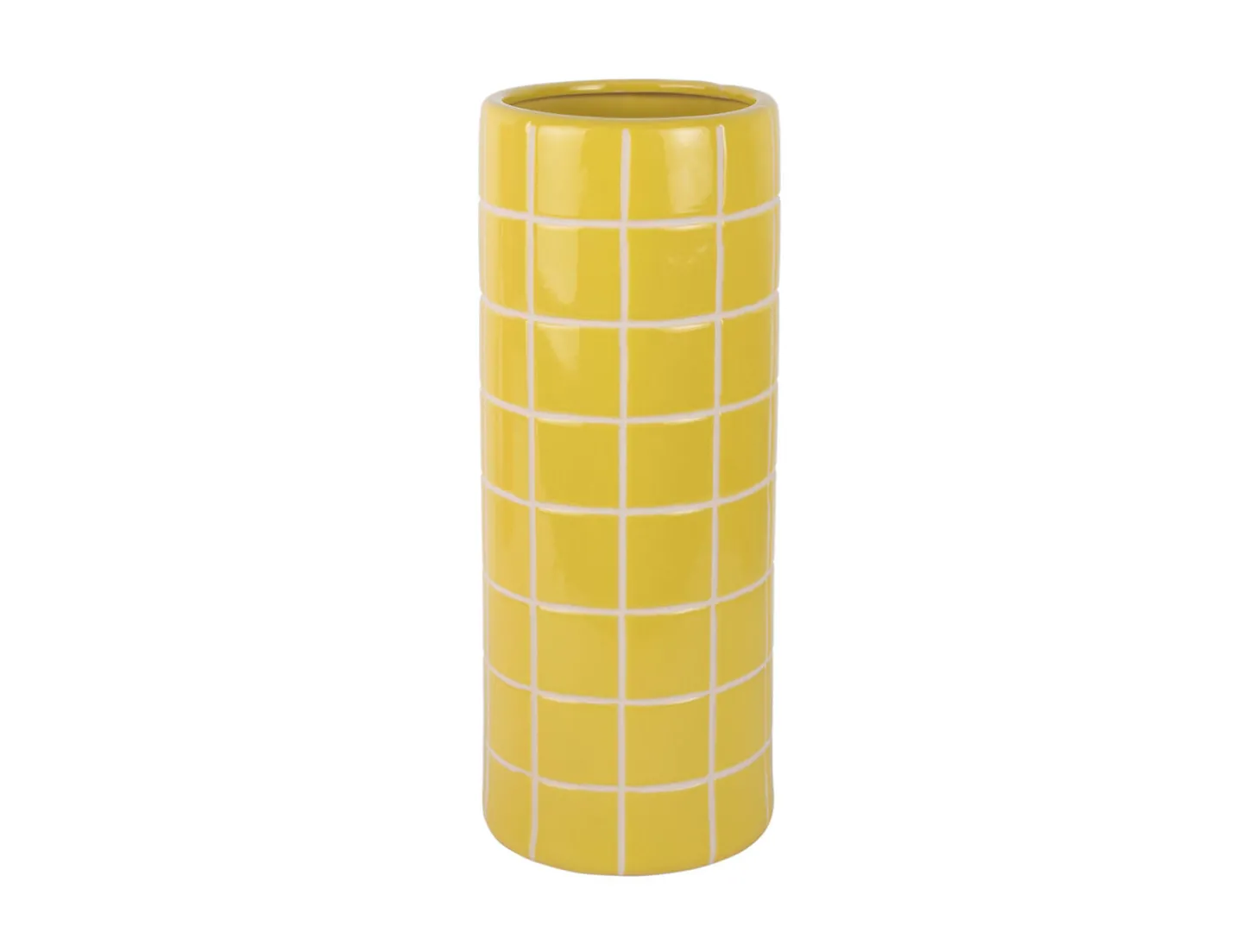 Present time - Vase Retro Tiles round large citrine yellow