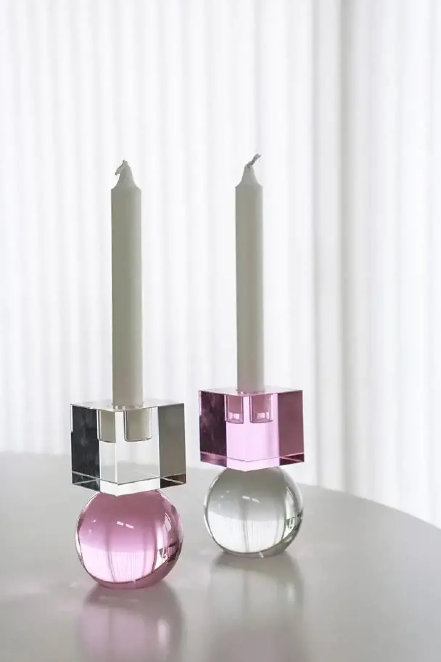 Specktrum - Lysestage - Couple - Pink/Klar