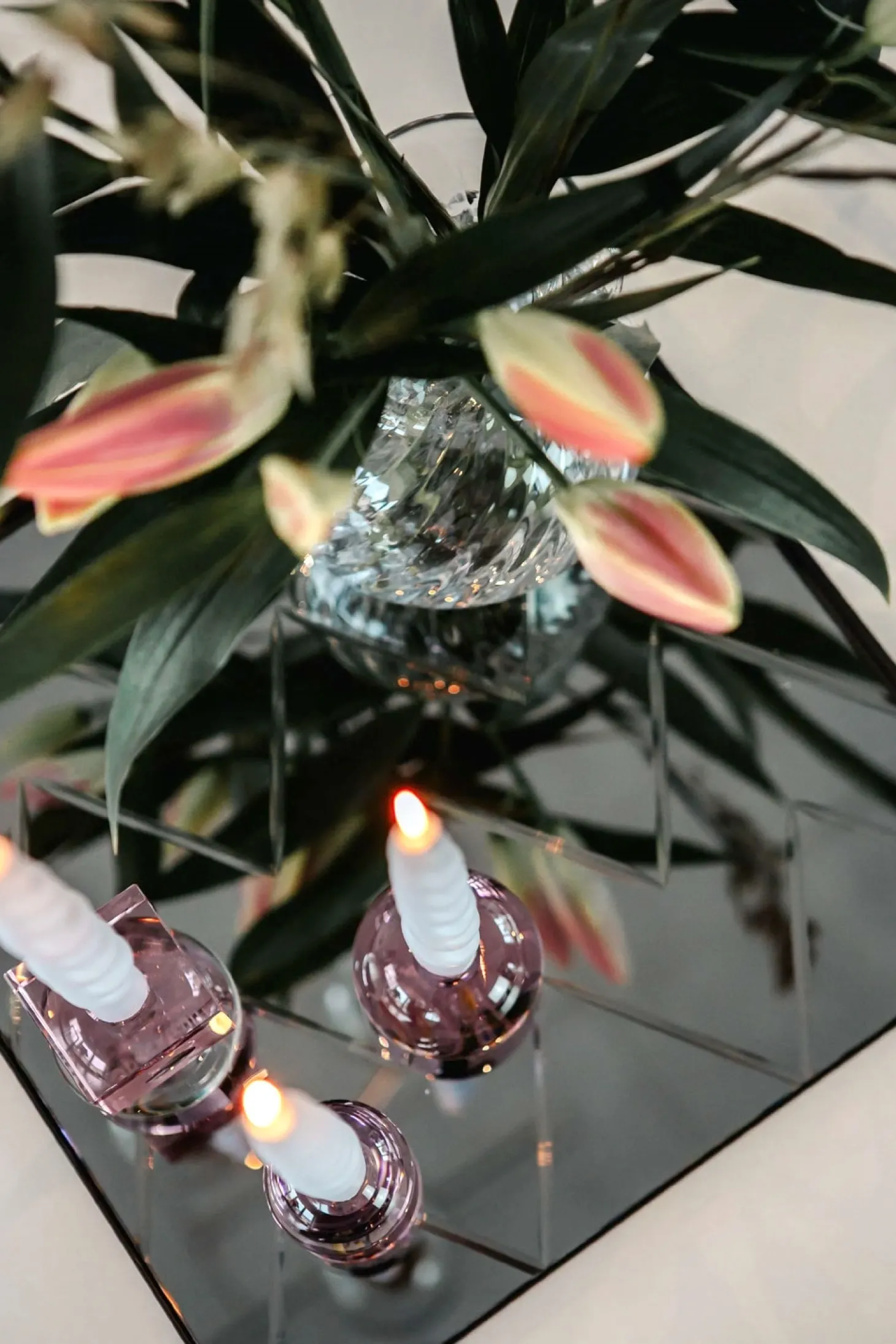 Specktrum - Lysestage - Couple - Pink/Klar