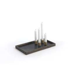 The Oak Men bakke m. lysestager - Candletray - Sort olieret eg og messing