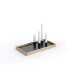The Oak Men bakke m. lysestager - Candletray - Eg og stål/Sort