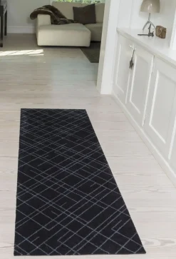 Tica Copenhagen - Smudsmåtte - Lines - Sort/grå - 67x200 cm