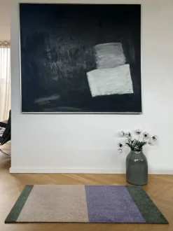 Tica Copenhagen - Smudsmåtte - Stripes Horizon - Lilla/Ivory/Grøn - 60x90 cm