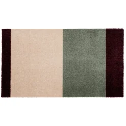 Tica Copenhagen - Smudsmåtte - Stripes Horizon - Grøn/Ivory/Bordeaux - 60x90 cm