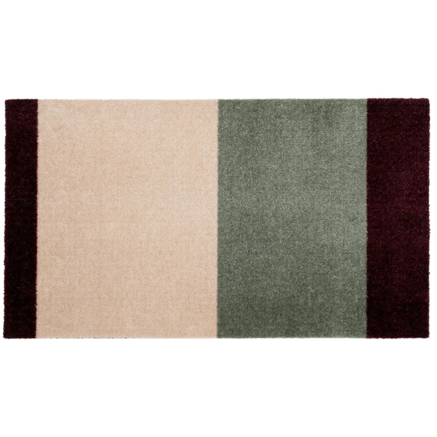 Tica Copenhagen - Smudsmåtte - Stripes Horizon - Grøn/Ivory/Bordeaux - 60x90 cm